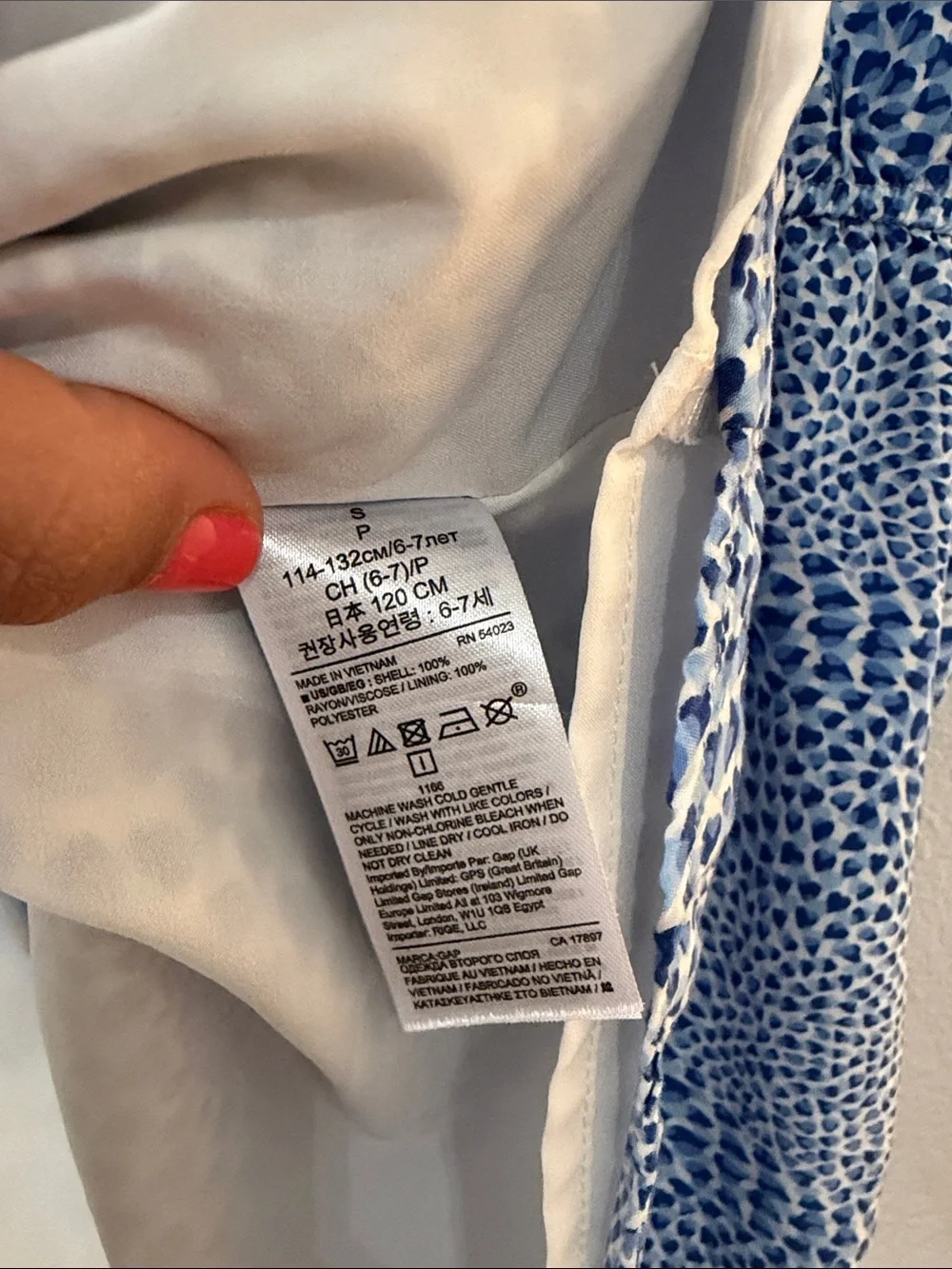 GAP Blue and White Short-Sleeve Printed Day Dress